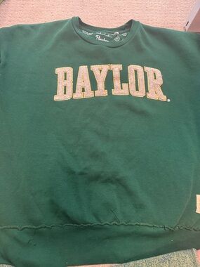 Pressbox Dark Green Baylor Appliqué Crew Sweatshirt